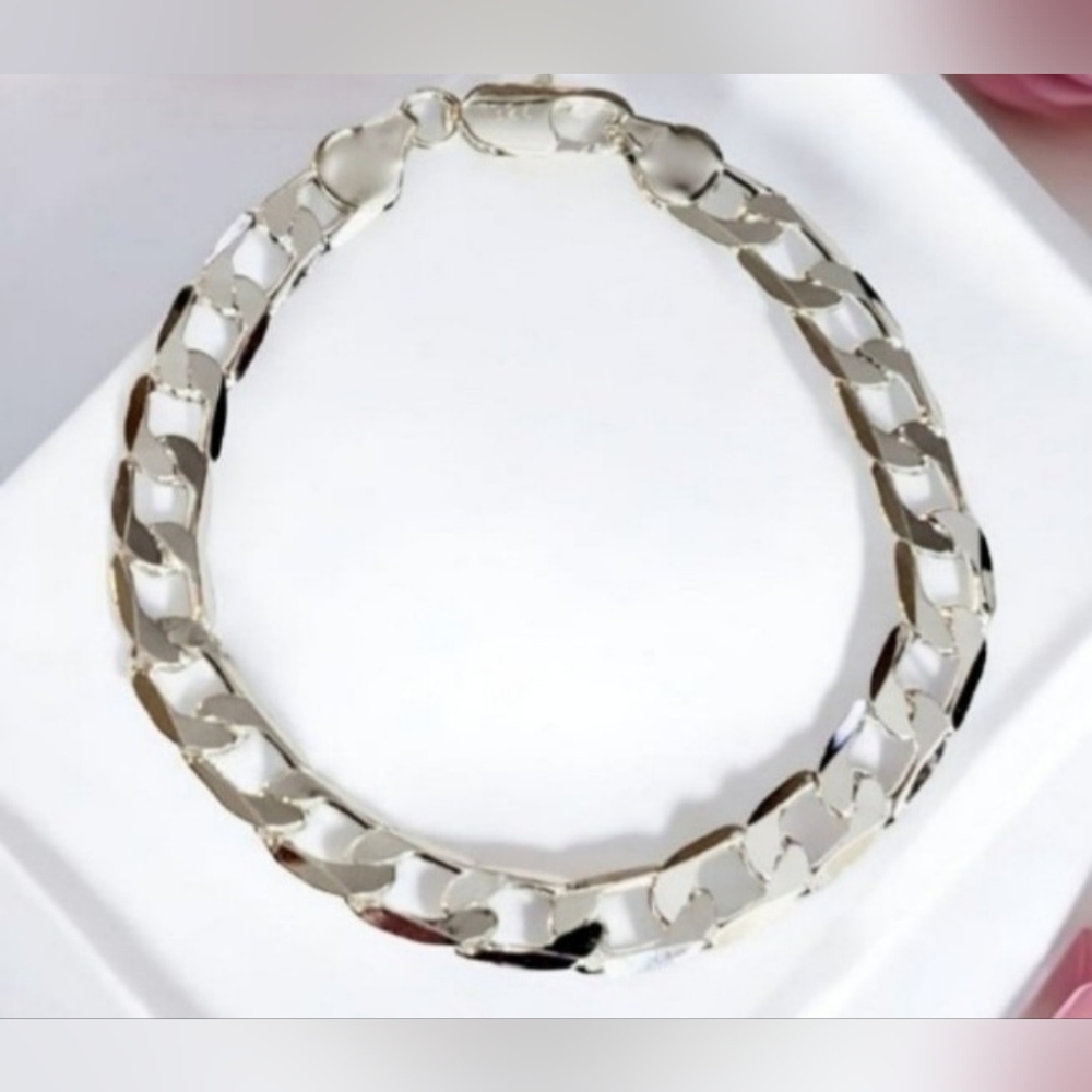 Sterling Silver Bracelet Cuban Womens or Mens Jewelry
